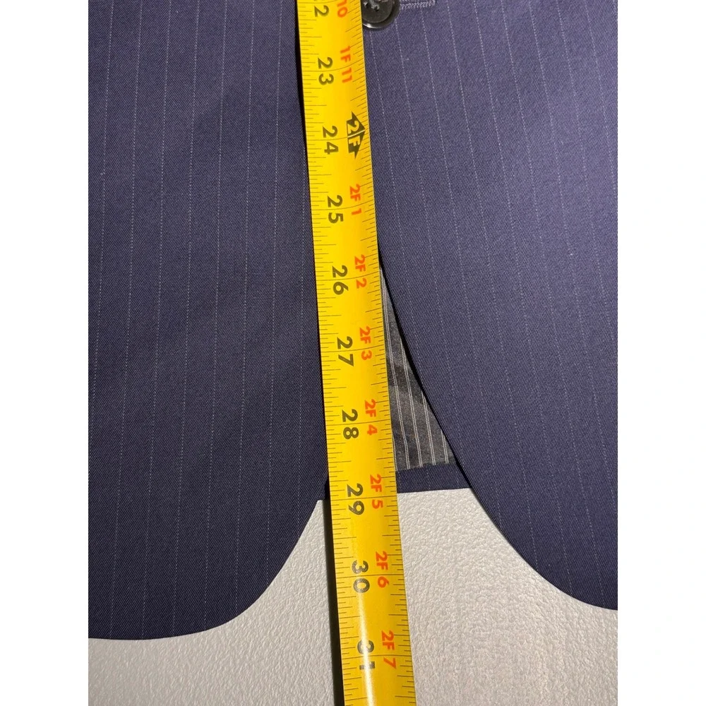 Banana Republic Mens Slim Fit Marzotto Super 130s Wool Blazer Navy Pinstripe 44R